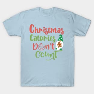 Christmas Calories Don't Count Gnome With Cookie T-Shirt